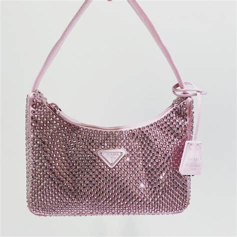 prada pink and black bag|prada pink rhinestone bag.